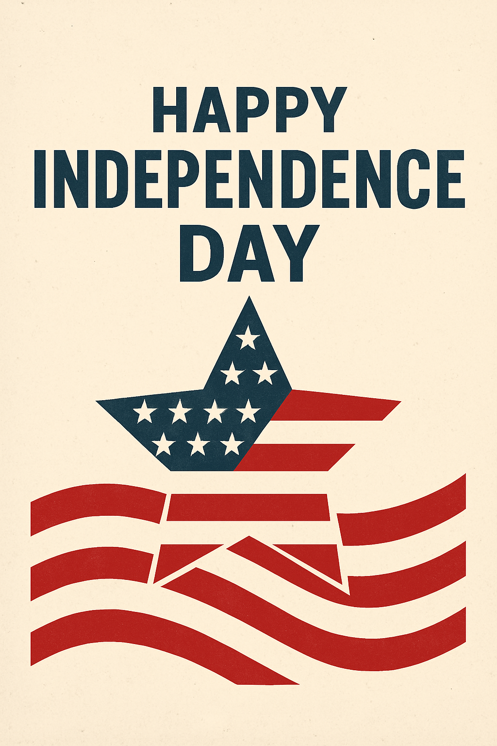 Happy Independence Day mit Stern und Welle im Stil einer amerikanischen Flagge