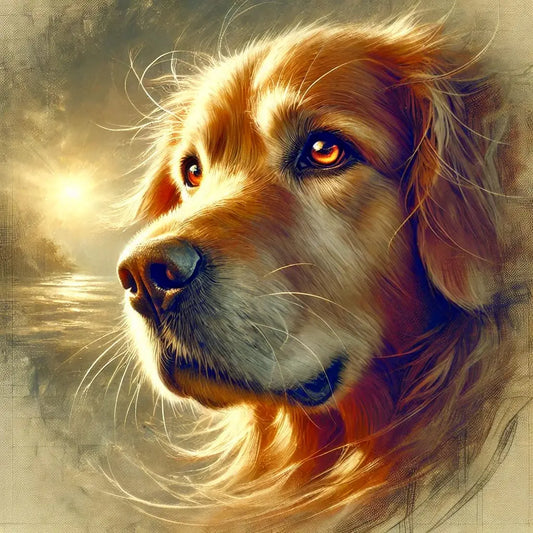 Golden Retriever mit leuchtendem Fell im Wind