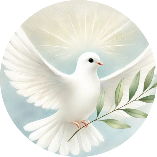 Weiße Taube auf goldenem Lichtgrund – Hoffnung und Glauben