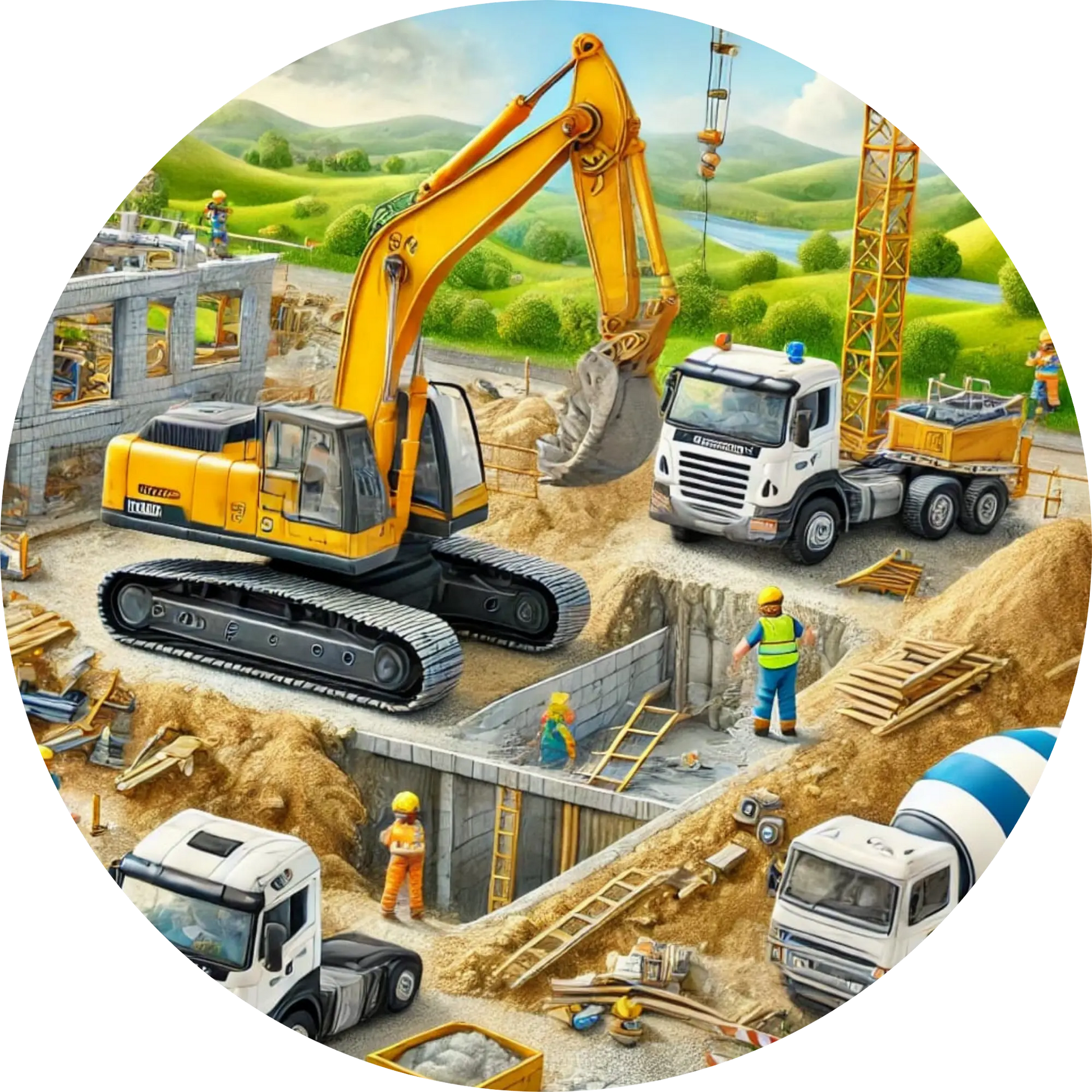 Tortenaufleger Fahrzeuge – Essbares Fondantbild (Kinder & Teenies, rund ∅ 20 cm) - Tisch&Torte