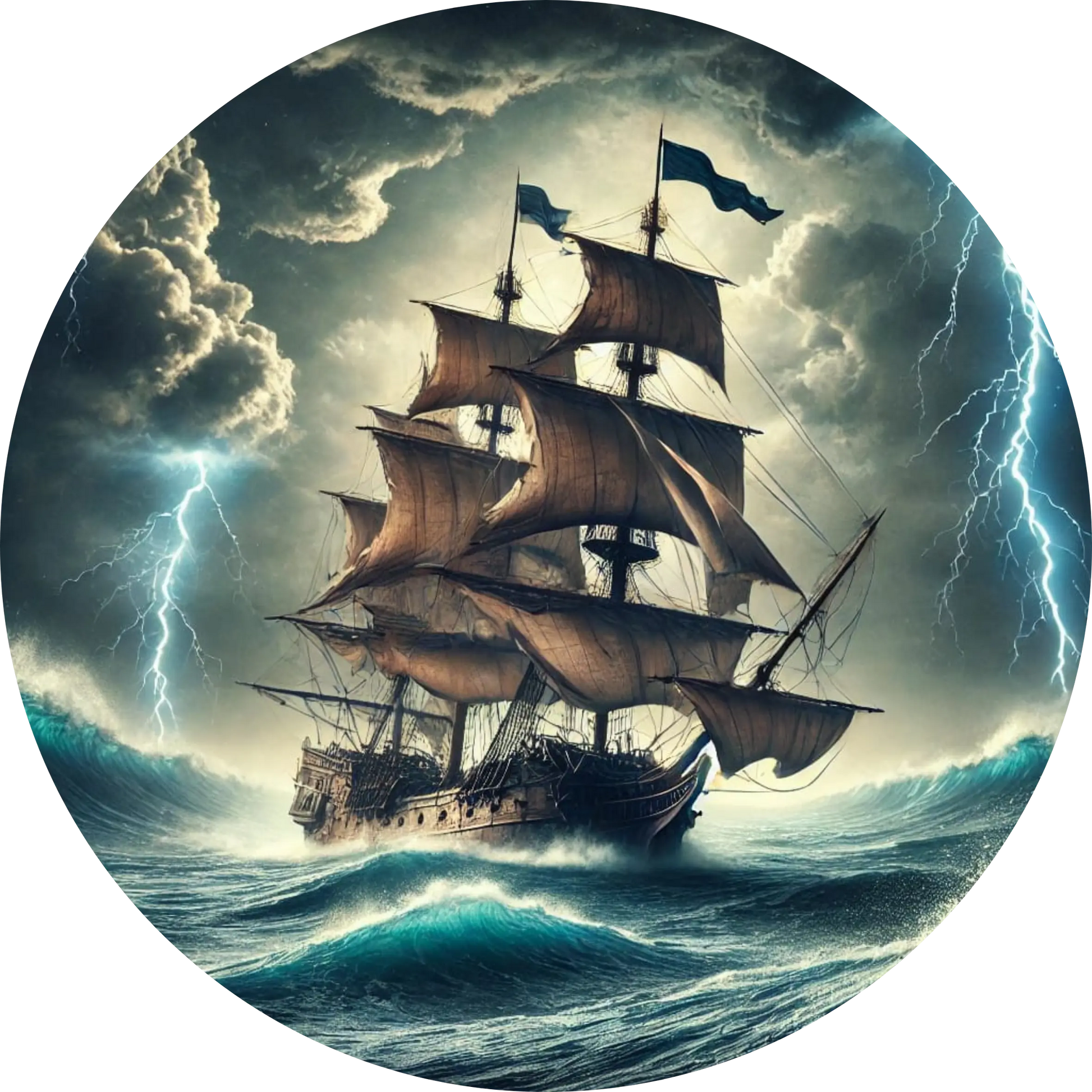 Tortenaufleger Seefahrer, Piraten & Atlantis – Essbares Fondantbild (Erwachsene, rund ∅ 20 cm) - Tisch&Torte