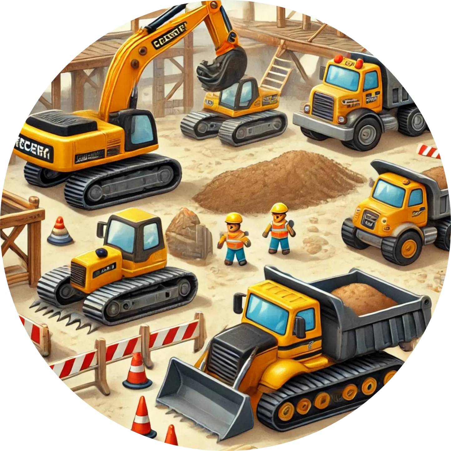 Tortenaufleger Fahrzeuge – Essbares Fondantbild (Kinder & Teenies, rund ∅ 20 cm) - Tisch&Torte