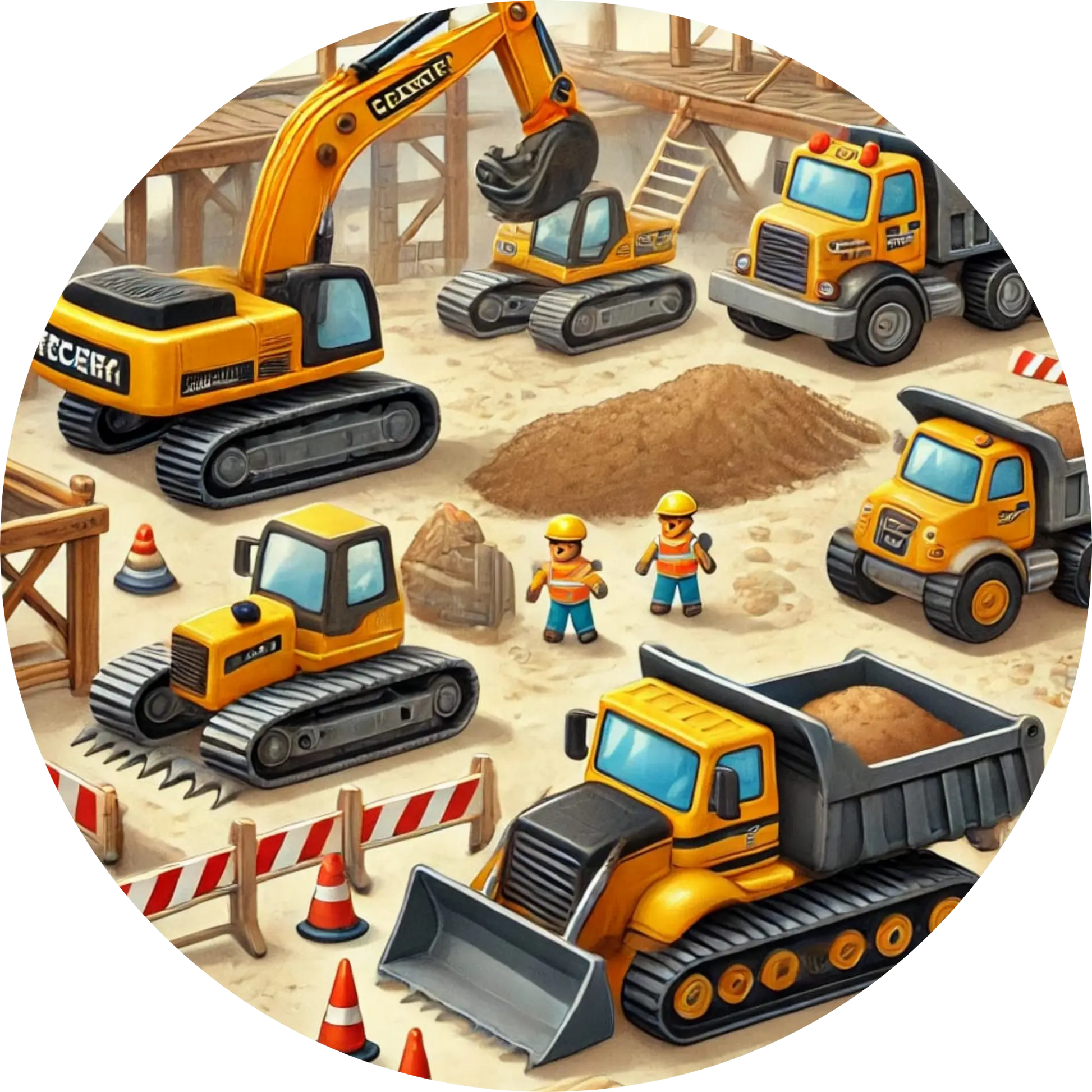 Tortenaufleger Fahrzeuge – Essbares Fondantbild (Kinder & Teenies, rund ∅ 20 cm) - Tisch&Torte