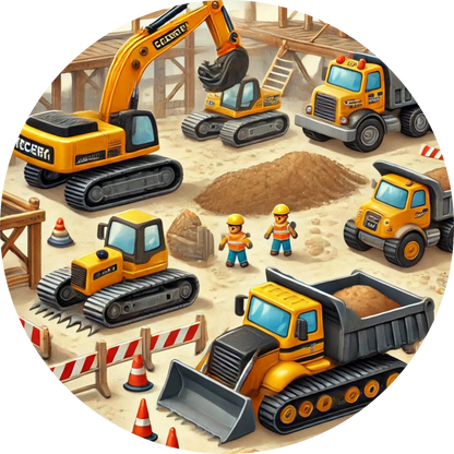 Tortenaufleger Fahrzeuge – Essbares Fondantbild (Kinder & Teenies, rund ∅ 20 cm) - Tisch&Torte