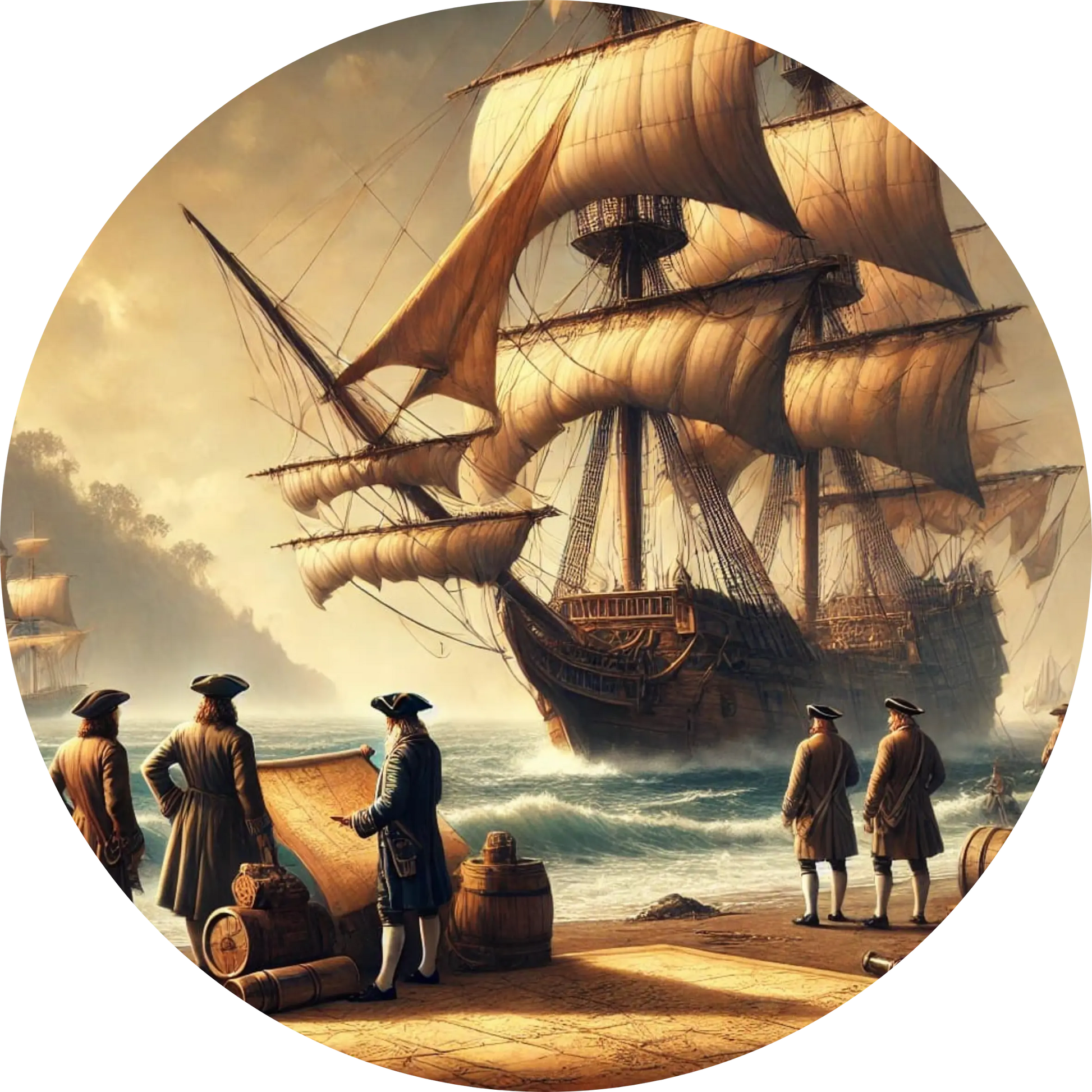 Tortenaufleger Seefahrer, Piraten & Atlantis – Essbares Fondantbild (Erwachsene, rund ∅ 20 cm) - Tisch&Torte