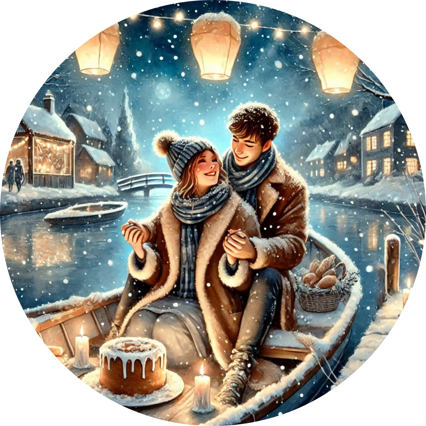 Tortenaufleger Romantik – Essbares Fondantbild (Erwachsene, rund ∅ 20 cm) - Tisch&Torte