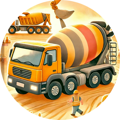 Tortenaufleger Fahrzeuge – Essbares Fondantbild (Kinder & Teenies, rund ∅ 20 cm) - Tisch&Torte