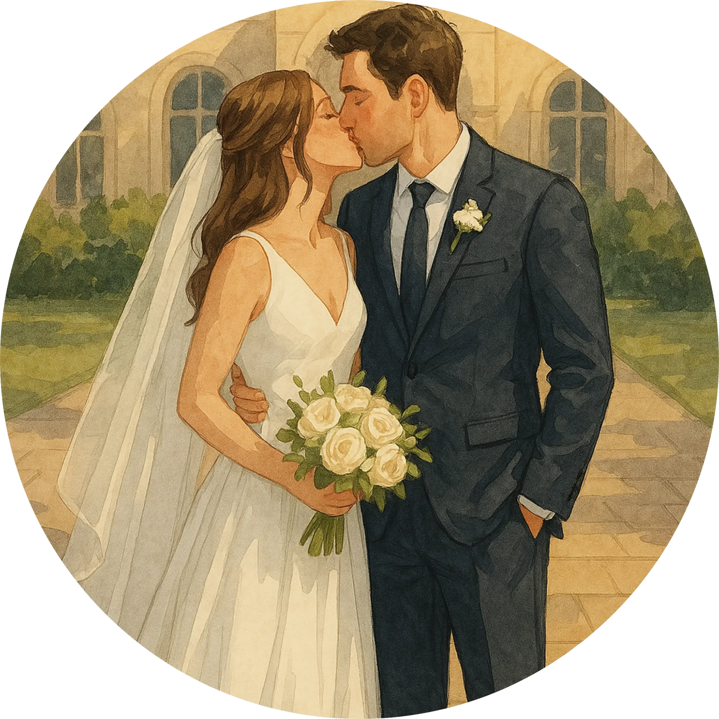 Tortenaufleger Hochzeit, Verlobung & zum Hochzeitstag – Essbares Fondantbild (Erwachsene, rund ∅ 20 cm) - Tisch&Torte