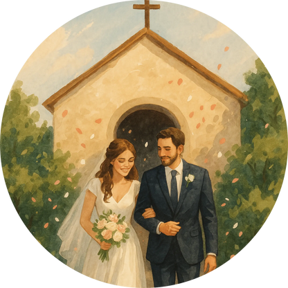 Tortenaufleger Hochzeit, Verlobung & zum Hochzeitstag – Essbares Fondantbild (Erwachsene, rund ∅ 20 cm) - Tisch&Torte