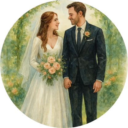 Tortenaufleger Hochzeit, Verlobung & zum Hochzeitstag – Essbares Fondantbild (Erwachsene, rund ∅ 20 cm) - Tisch&Torte