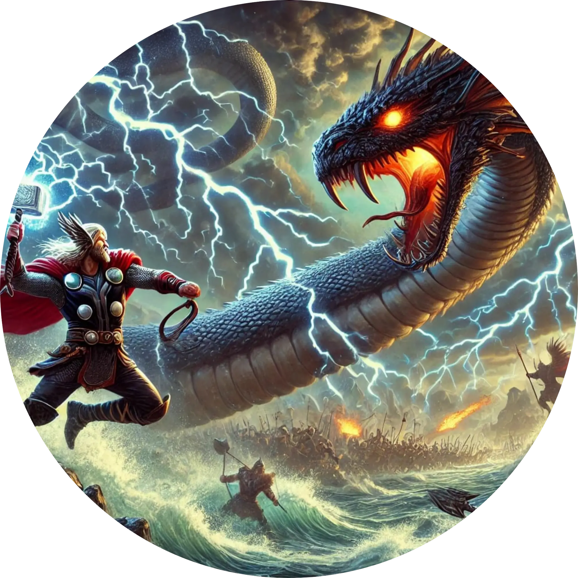 Tortenaufleger Nordische Mythologie – Essbares Fondantbild (Erwachsene, rund ∅ 20 cm) - Tisch&Torte