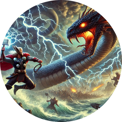 Tortenaufleger Nordische Mythologie – Essbares Fondantbild (Erwachsene, rund ∅ 20 cm) - Tisch&Torte