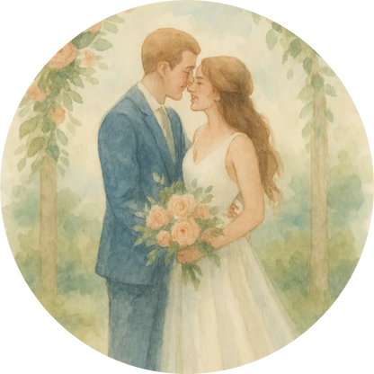 Tortenaufleger Hochzeit, Verlobung & zum Hochzeitstag – Essbares Fondantbild (Erwachsene, rund ∅ 20 cm) - Tisch&Torte