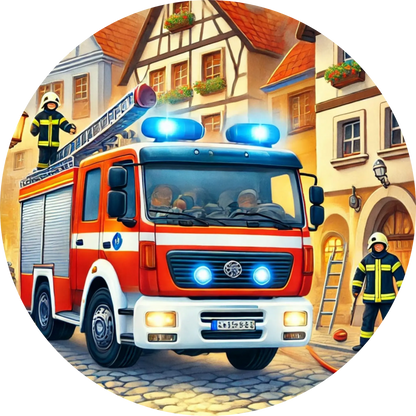 Tortenaufleger Fahrzeuge – Essbares Fondantbild (Kinder & Teenies, rund ∅ 20 cm) - Tisch&Torte