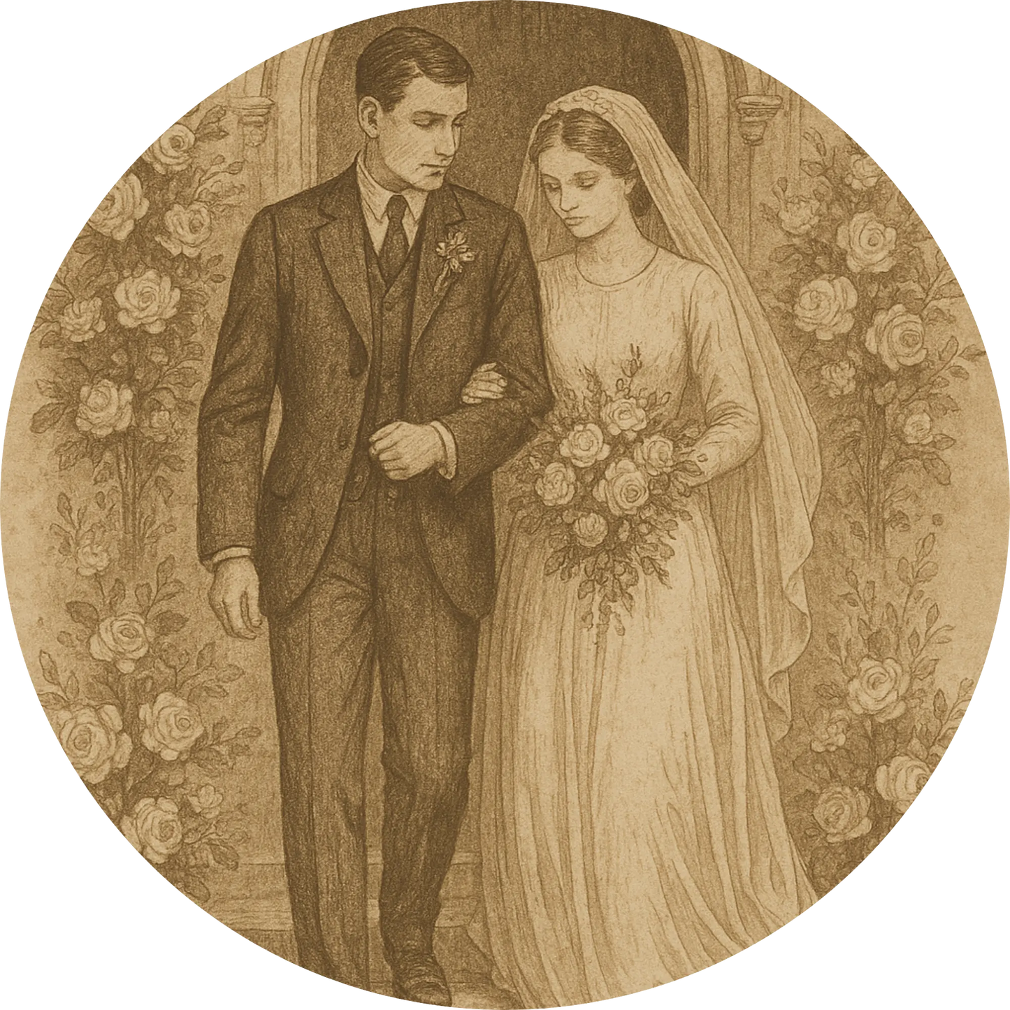 Tortenaufleger Hochzeit, Verlobung & zum Hochzeitstag – Essbares Fondantbild (Erwachsene, rund ∅ 20 cm) - Tisch&Torte