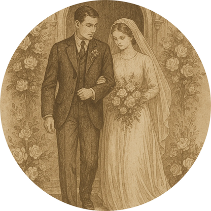 Tortenaufleger Hochzeit, Verlobung & zum Hochzeitstag – Essbares Fondantbild (Erwachsene, rund ∅ 20 cm) - Tisch&Torte