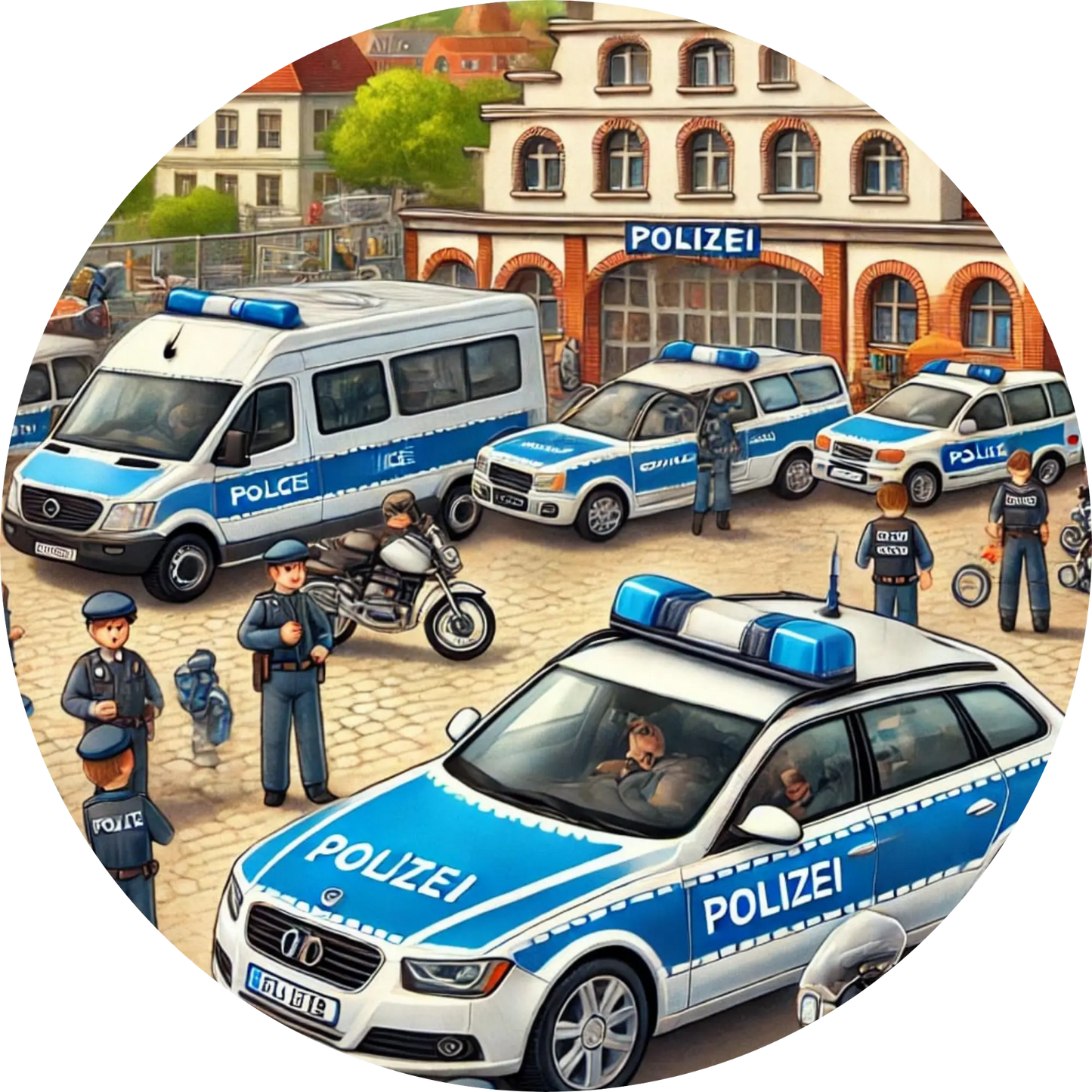 Tortenaufleger Fahrzeuge – Essbares Fondantbild (Kinder & Teenies, rund ∅ 20 cm) - Tisch&Torte