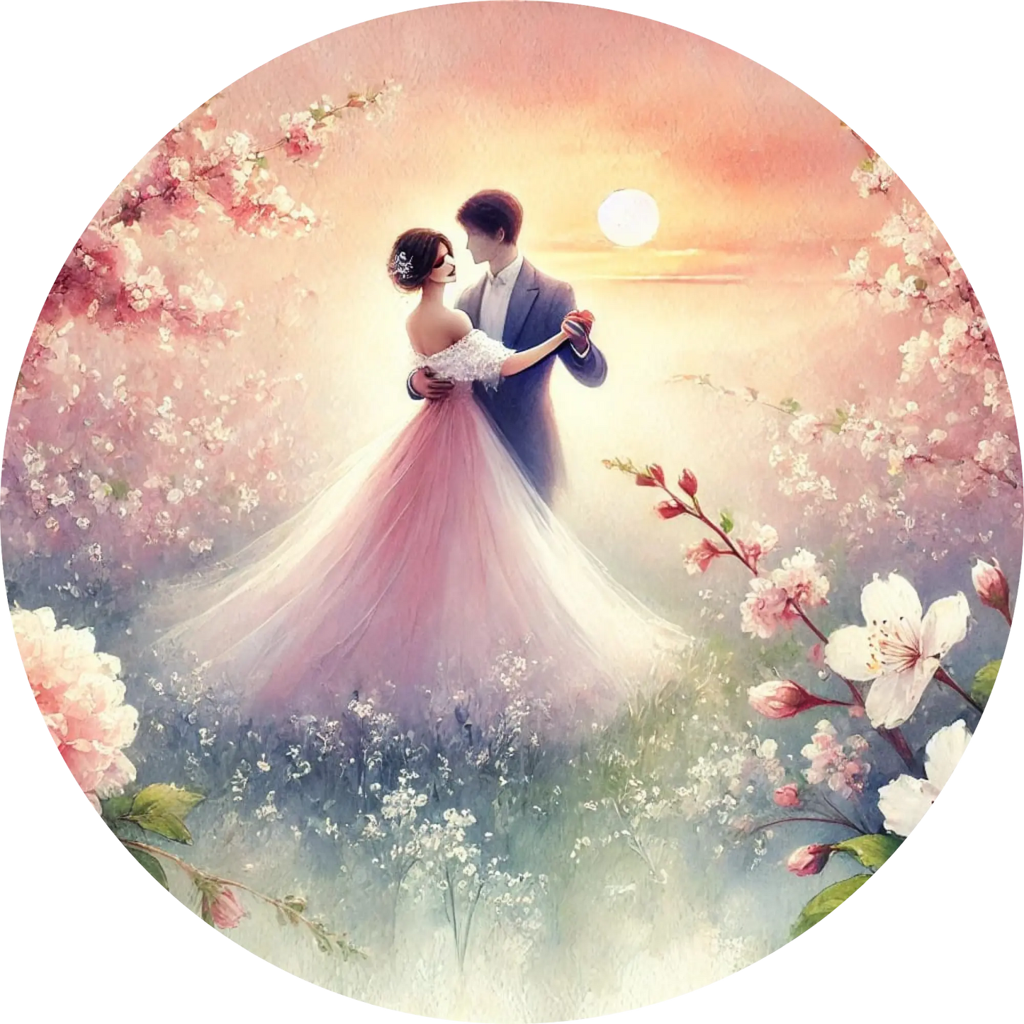 Tortenaufleger Hochzeit, Verlobung & zum Hochzeitstag – Essbares Fondantbild (Erwachsene, rund ∅ 20 cm) - Tisch&Torte