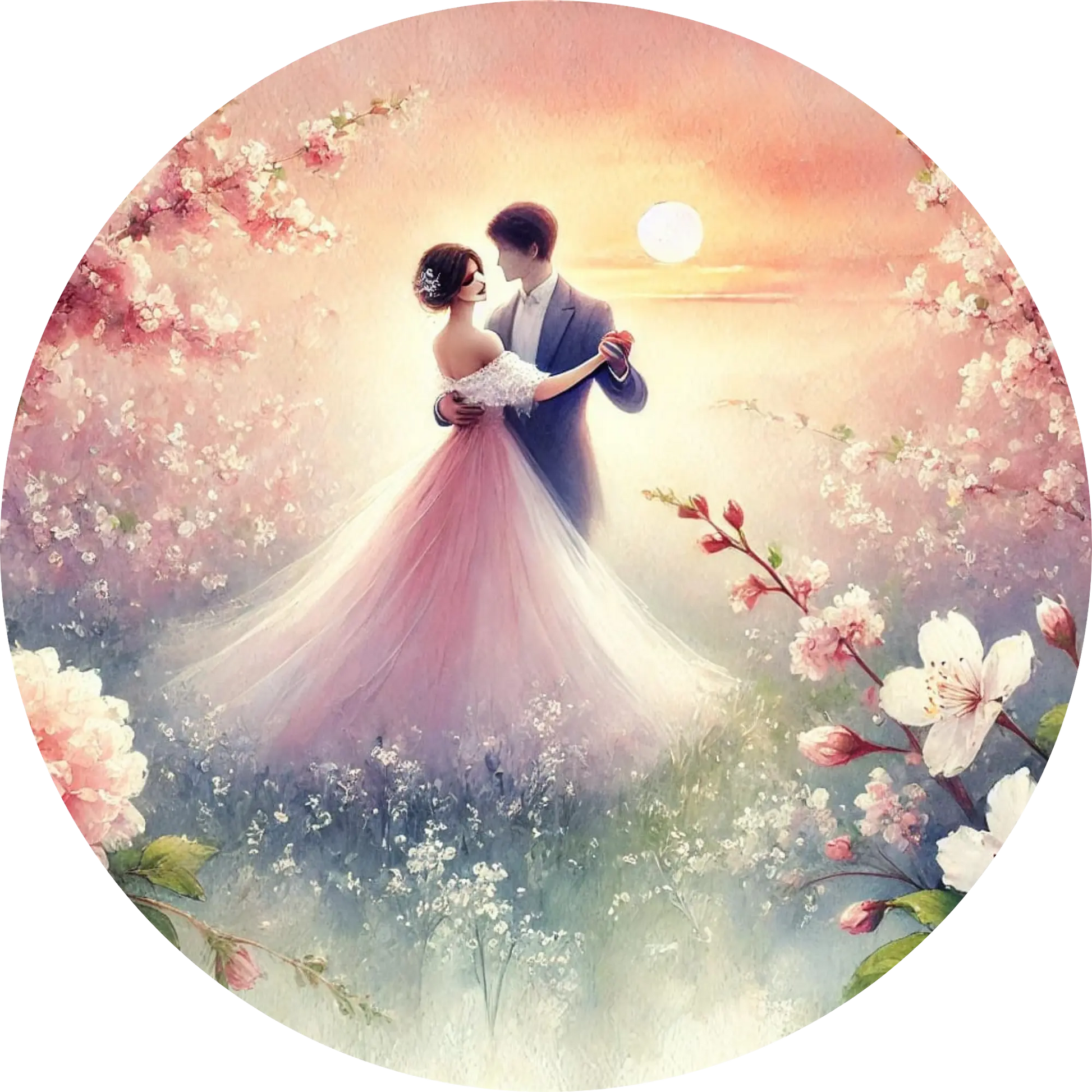 Tortenaufleger Hochzeit, Verlobung & zum Hochzeitstag – Essbares Fondantbild (Erwachsene, rund ∅ 20 cm) - Tisch&Torte