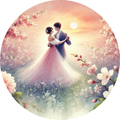 Tortenaufleger Hochzeit, Verlobung & zum Hochzeitstag – Essbares Fondantbild (Erwachsene, rund ∅ 20 cm) - Tisch&Torte