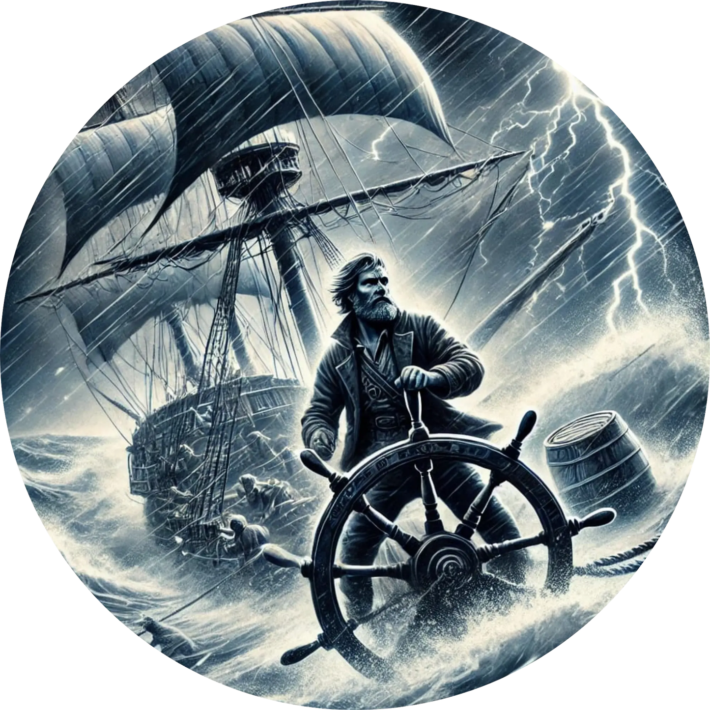 Tortenaufleger Seefahrer, Piraten & Atlantis – Essbares Fondantbild (Erwachsene, rund ∅ 20 cm) - Tisch&Torte