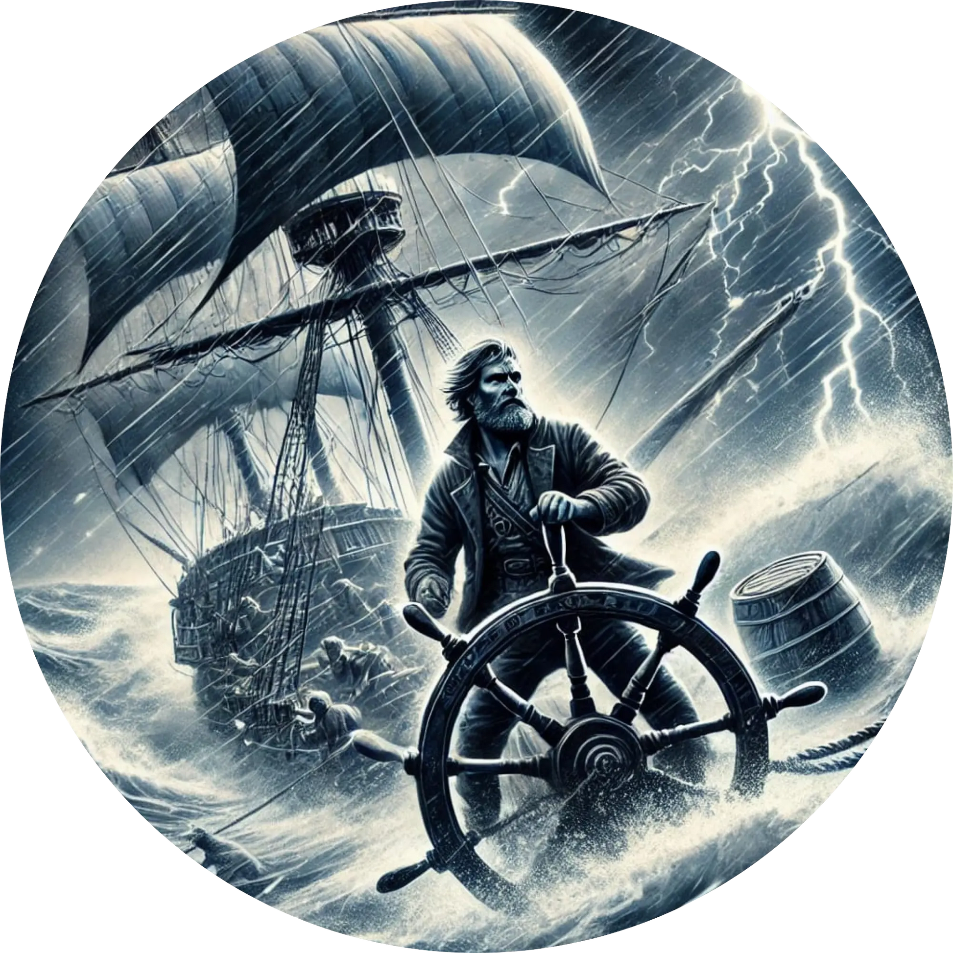 Tortenaufleger Seefahrer, Piraten & Atlantis – Essbares Fondantbild (Erwachsene, rund ∅ 20 cm) - Tisch&Torte