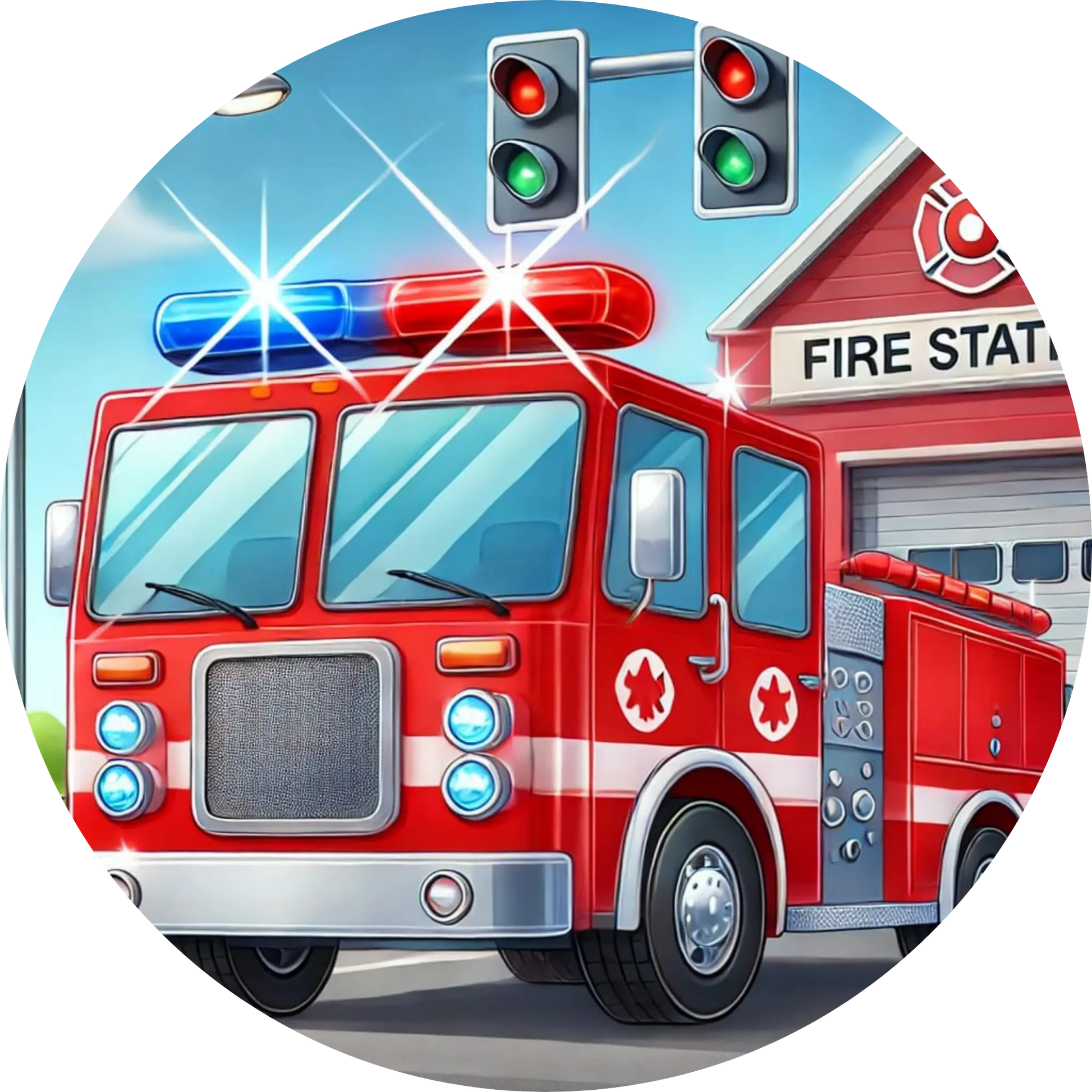 Tortenaufleger Fahrzeuge – Essbares Fondantbild (Kinder & Teenies, rund ∅ 20 cm) - Tisch&Torte