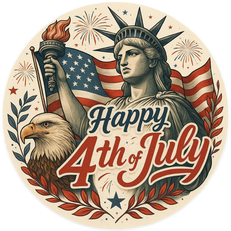 Tortenaufleger 4th of July – Essbares Fondantbild (Erwachsene, rund ∅ 20 cm) Mein Shop