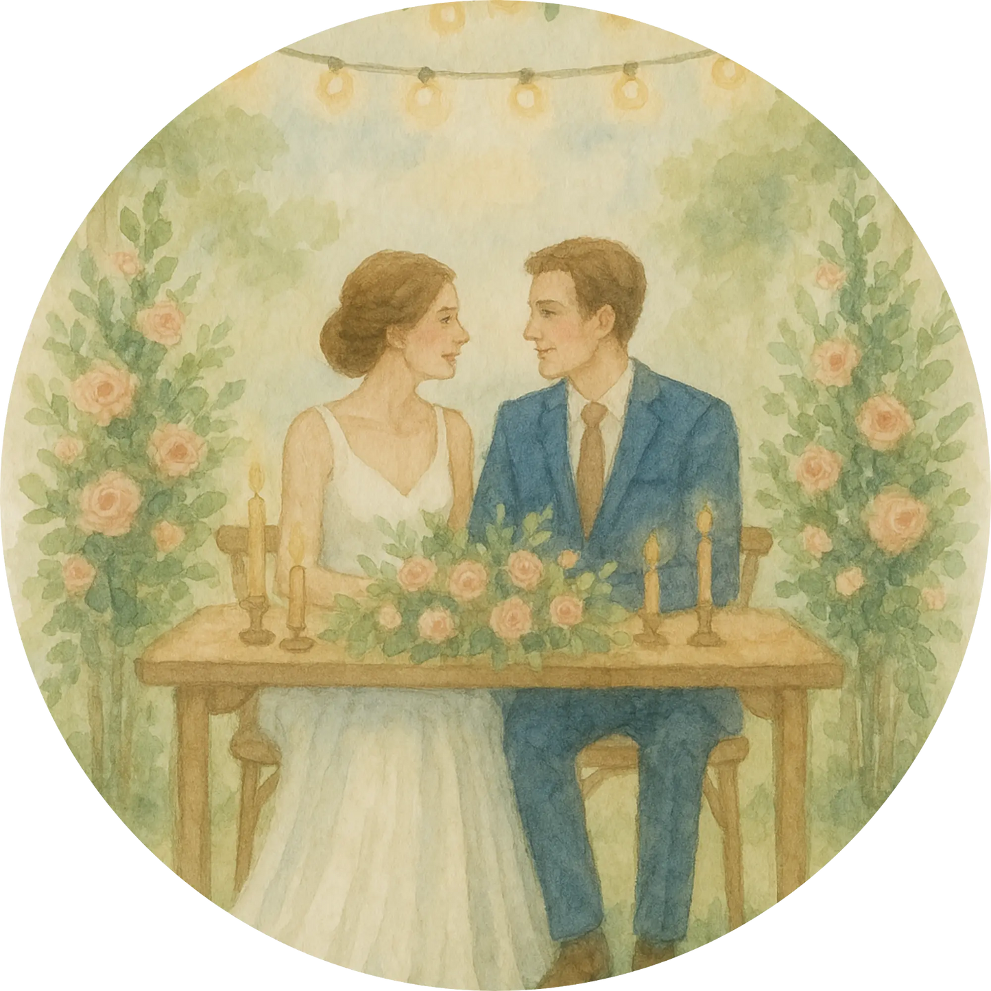 Tortenaufleger Hochzeit, Verlobung & zum Hochzeitstag – Essbares Fondantbild (Erwachsene, rund ∅ 20 cm) - Tisch&Torte