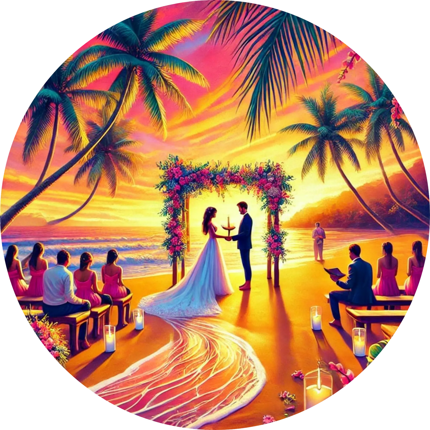 Tortenaufleger Hochzeit, Verlobung & zum Hochzeitstag – Essbares Fondantbild (Erwachsene, rund ∅ 20 cm) - Tisch&Torte