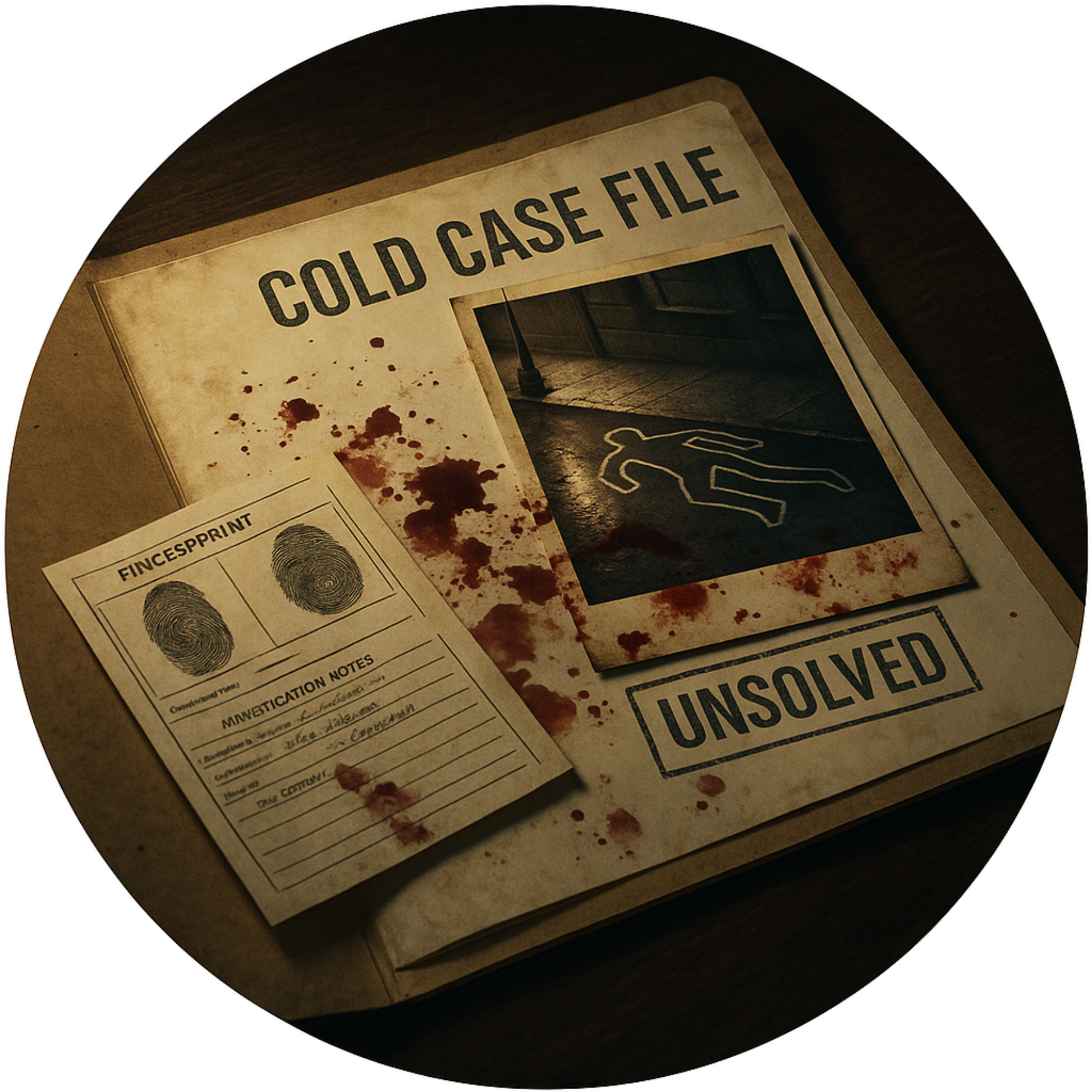 Tortenaufleger „True Crime & Crime“ – Essbares Fondantbild (rund ∅ 20 cm) Mein Shop