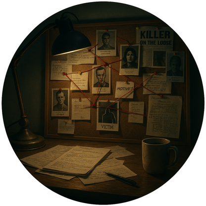 Tortenaufleger „True Crime & Crime“ – Essbares Fondantbild (rund ∅ 20 cm) Mein Shop