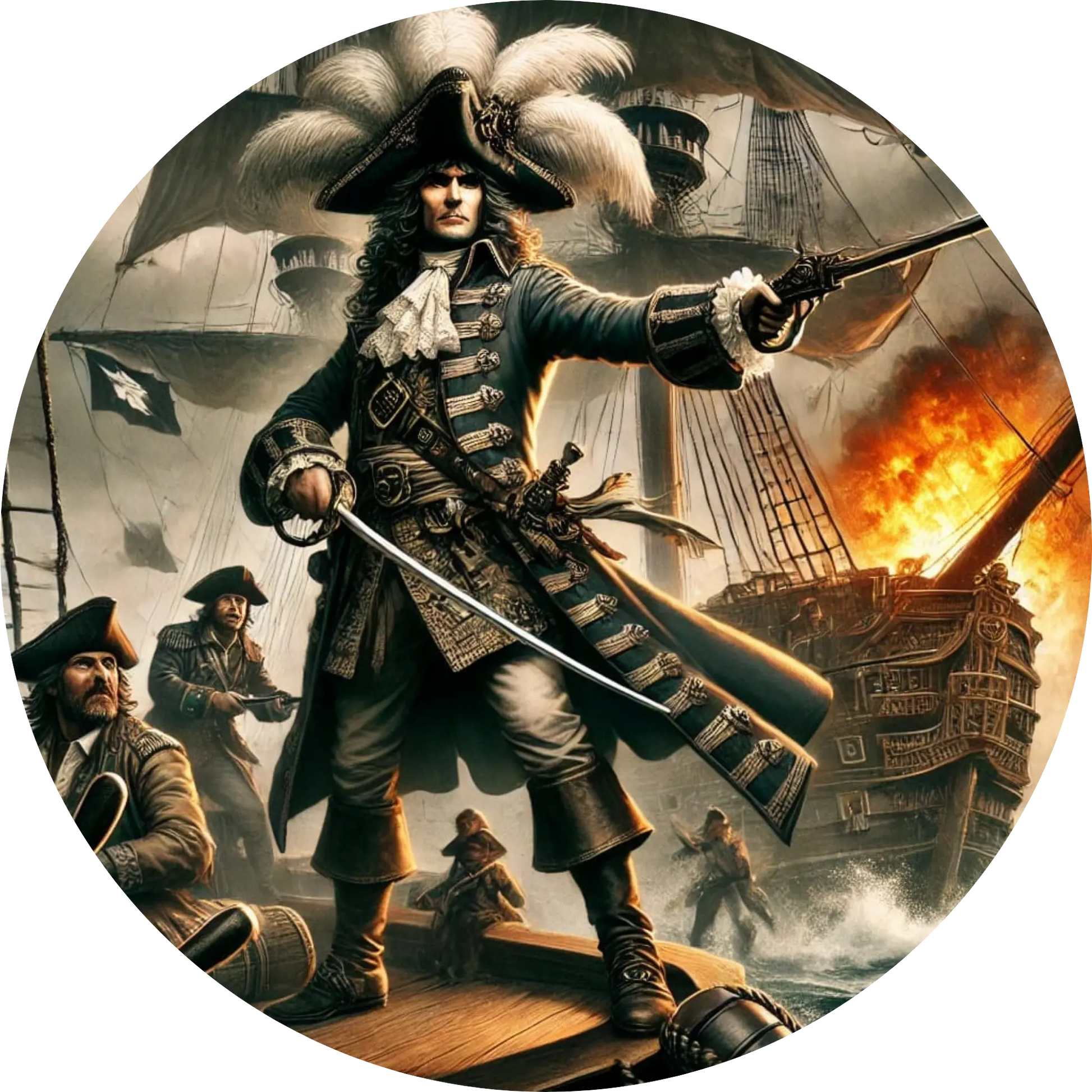 Tortenaufleger Seefahrer, Piraten & Atlantis – Essbares Fondantbild (Erwachsene, rund ∅ 20 cm) - Tisch&Torte