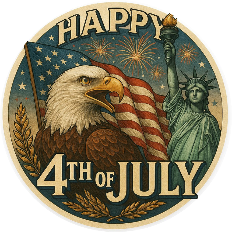 Tortenaufleger 4th of July – Essbares Fondantbild (Erwachsene, rund ∅ 20 cm) Mein Shop