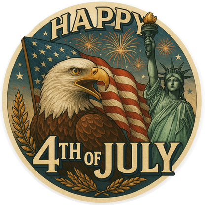 Tortenaufleger 4th of July – Essbares Fondantbild (Erwachsene, rund ∅ 20 cm) Mein Shop