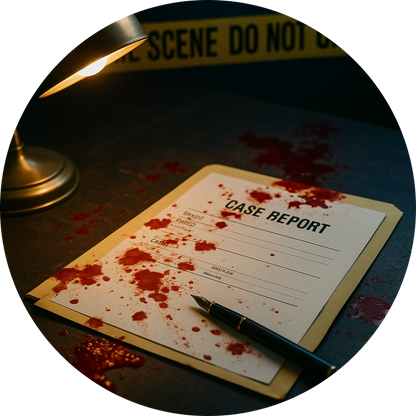 Tortenaufleger „True Crime & Crime“ – Essbares Fondantbild (rund ∅ 20 cm) Mein Shop