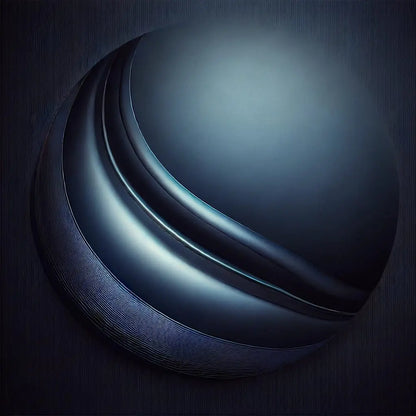 Dunkelblauer 3D-Kreis mit weichen Lichtverläufen – Futuristische Kugelform in Blau mit glänzender Oberfläche und geschwungener Textur.