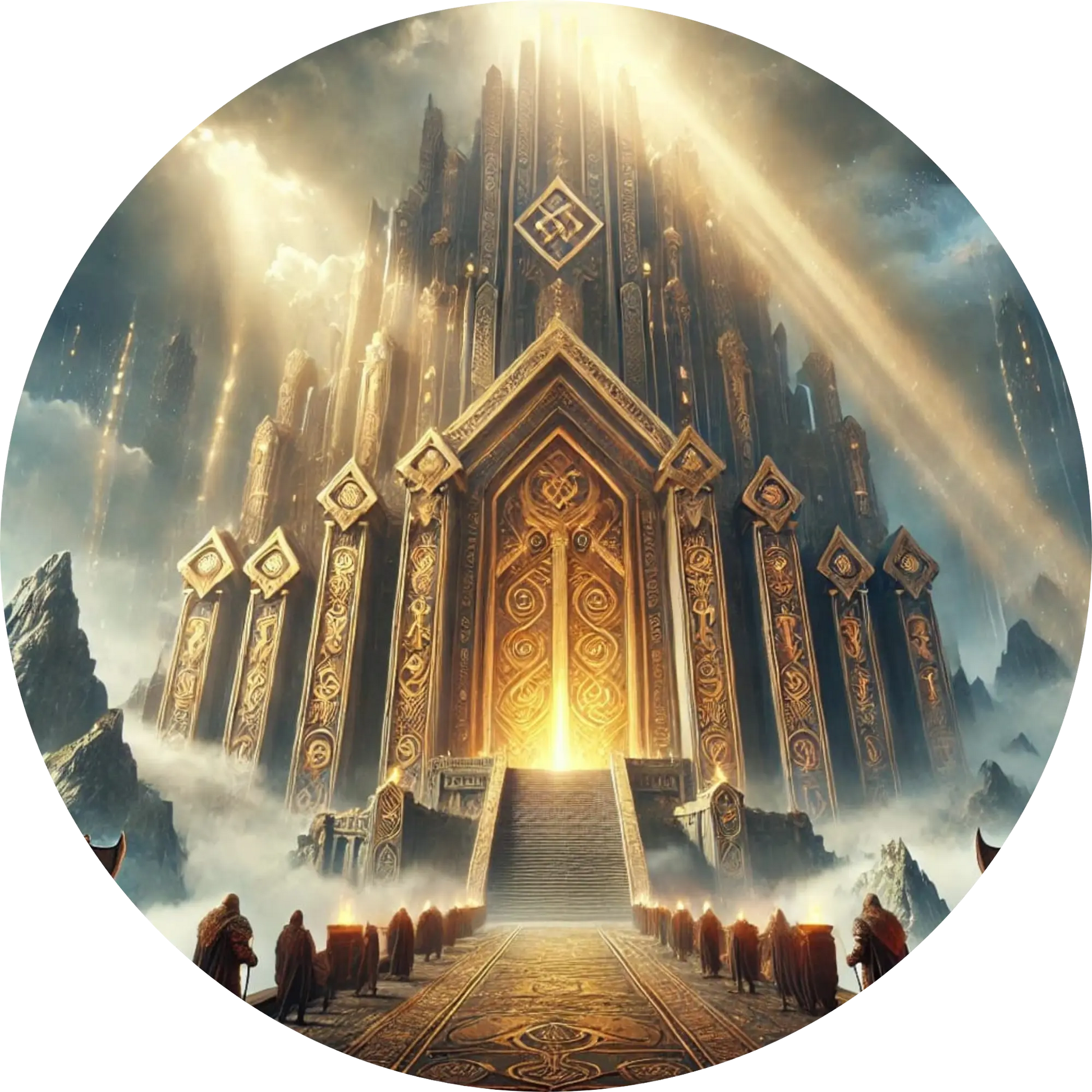 Tortenaufleger Nordische Mythologie – Essbares Fondantbild (Erwachsene, rund ∅ 20 cm) - Tisch&Torte