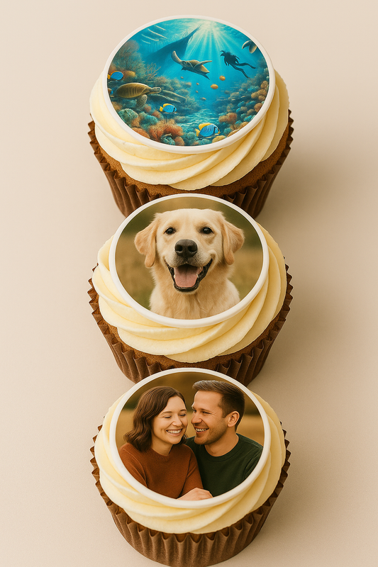 Muffinaufleger XXL mit eigenem Foto – 6er Set | Essbare Fotomotive ∅ 7,6 cm Mein Shop