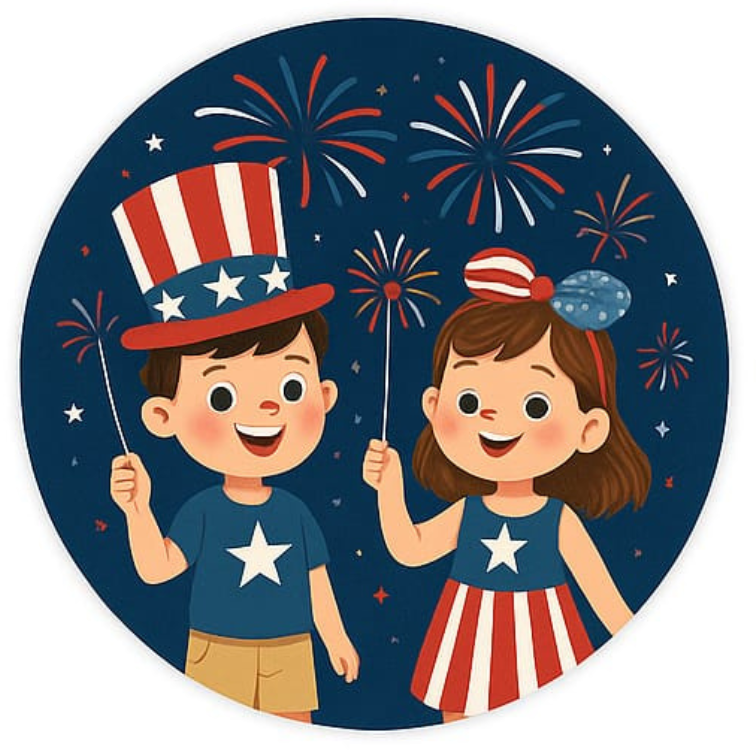 Tortenaufleger 4th of July – Essbares Fondantbild (Erwachsene, rund ∅ 20 cm) Mein Shop