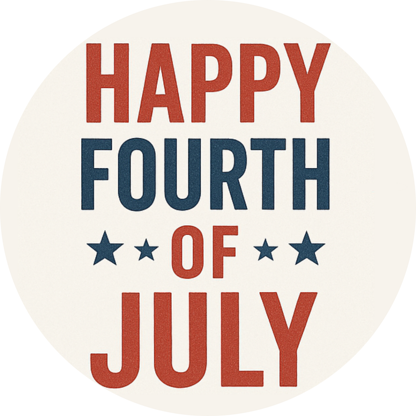 Typografischer Schriftzug „Happy Fourth of July“ in Blau und Rot – klar, freundlich und modern.
