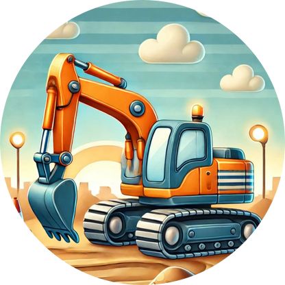 Tortenaufleger Fahrzeuge – Essbares Fondantbild (Kinder & Teenies, rund ∅ 20 cm) - Tisch&Torte