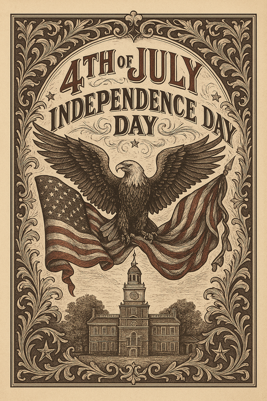 Fondantaufleger zum 4. Juli, Vintage Design mit Weißkopf Seeadler, Flagge und  dem weißem Haus