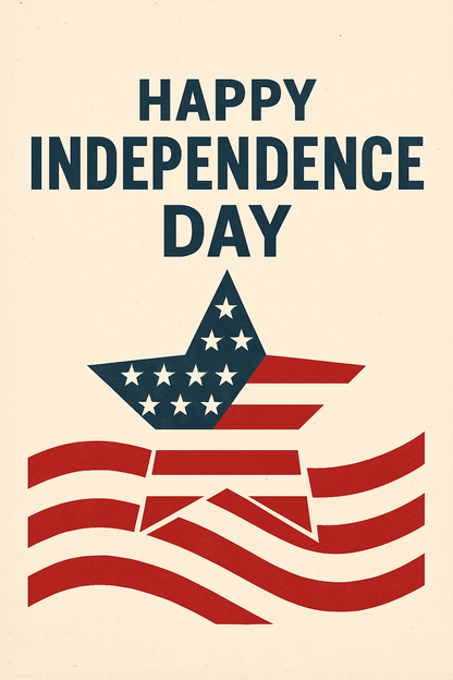 Happy Independence Day mit Stern und Welle im Stil einer amerikanischen Flagge 