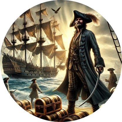 Tortenaufleger Seefahrer, Piraten & Atlantis – Essbares Fondantbild (Erwachsene, rund ∅ 20 cm) - Tisch&Torte