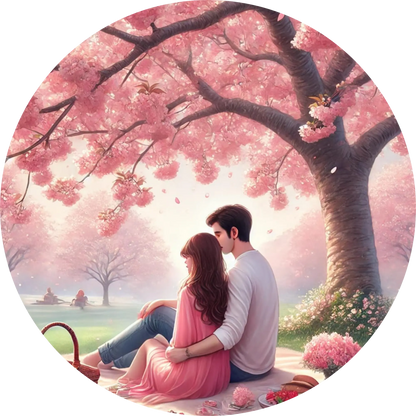 Tortenaufleger Romantik – Essbares Fondantbild (Erwachsene, rund ∅ 20 cm) - Tisch&Torte