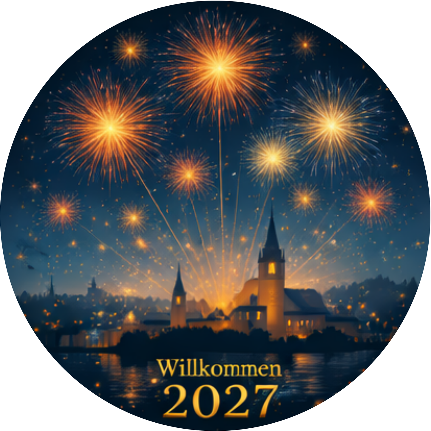 Tortenaufleger „Silvester“ – Essbares Fondantbild (rund ∅ 20 cm) Mein Shop