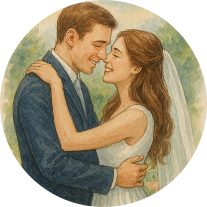 Tortenaufleger Hochzeit, Verlobung & zum Hochzeitstag – Essbares Fondantbild (Erwachsene, rund ∅ 20 cm) - Tisch&Torte