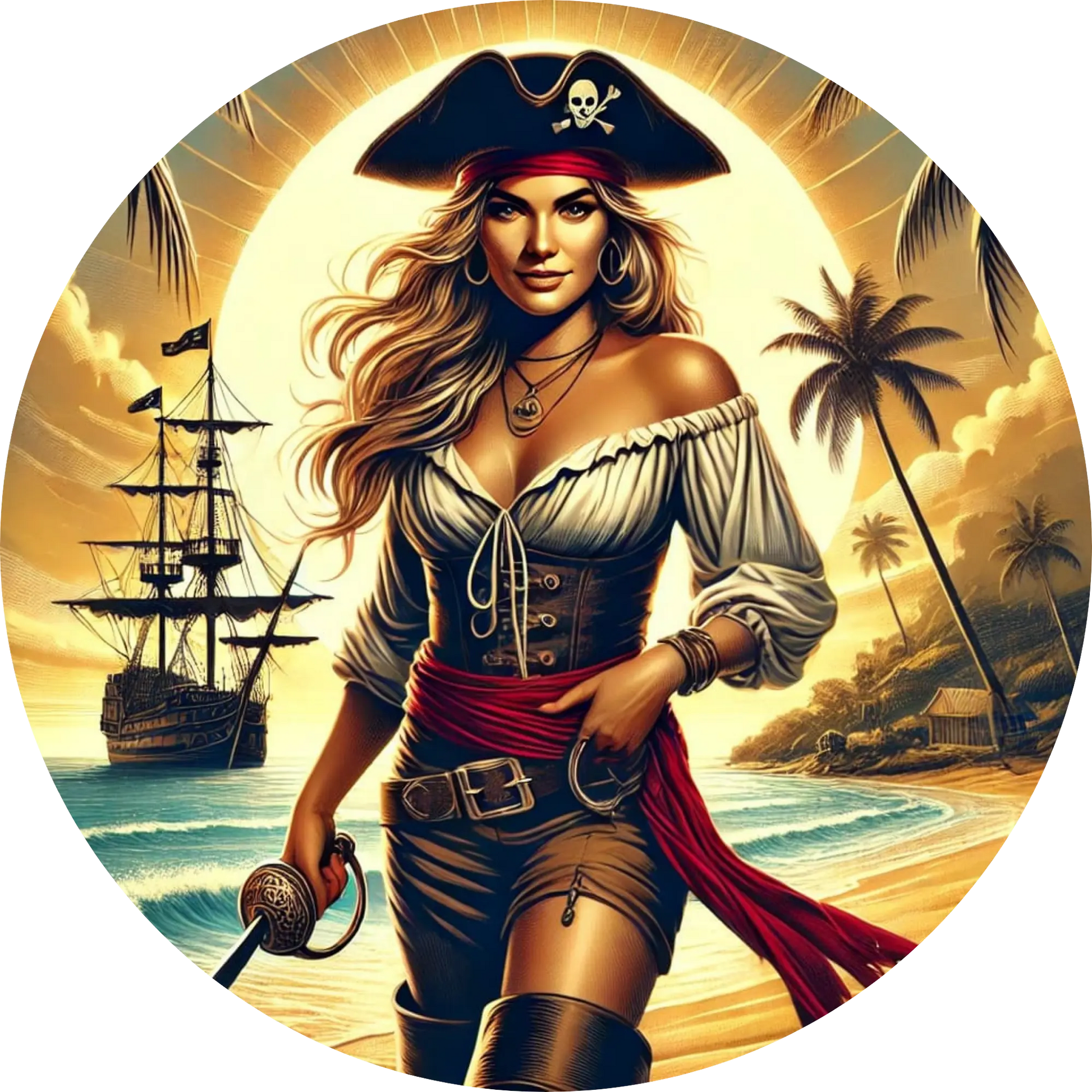 Tortenaufleger Seefahrer, Piraten & Atlantis – Essbares Fondantbild (Erwachsene, rund ∅ 20 cm) - Tisch&Torte