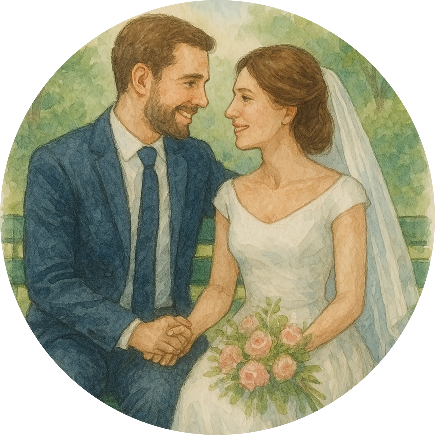 Tortenaufleger Hochzeit, Verlobung & zum Hochzeitstag – Essbares Fondantbild (Erwachsene, rund ∅ 20 cm) - Tisch&Torte